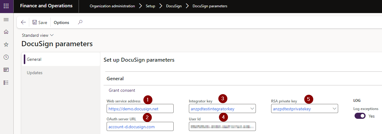 DocuSign parameters