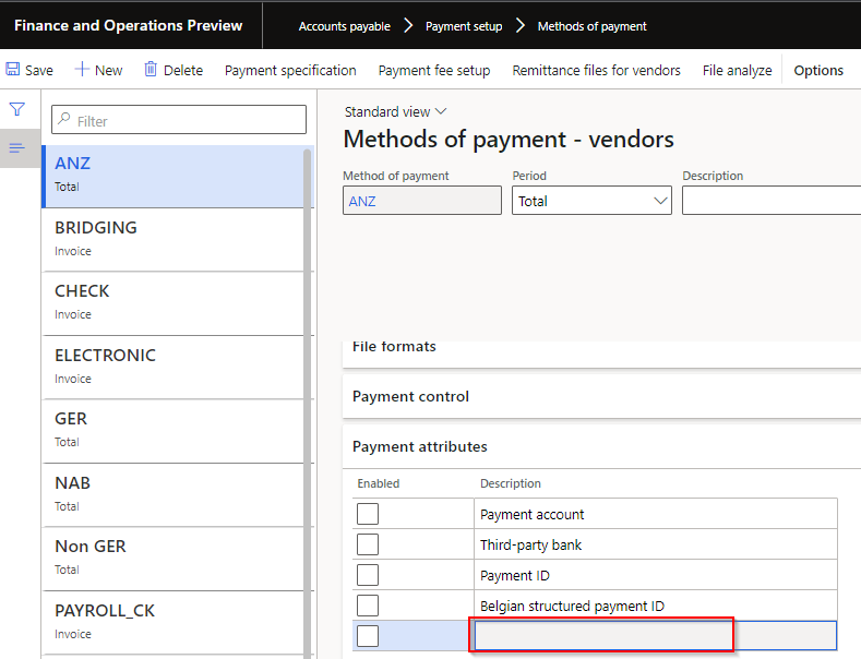 Payment attributes