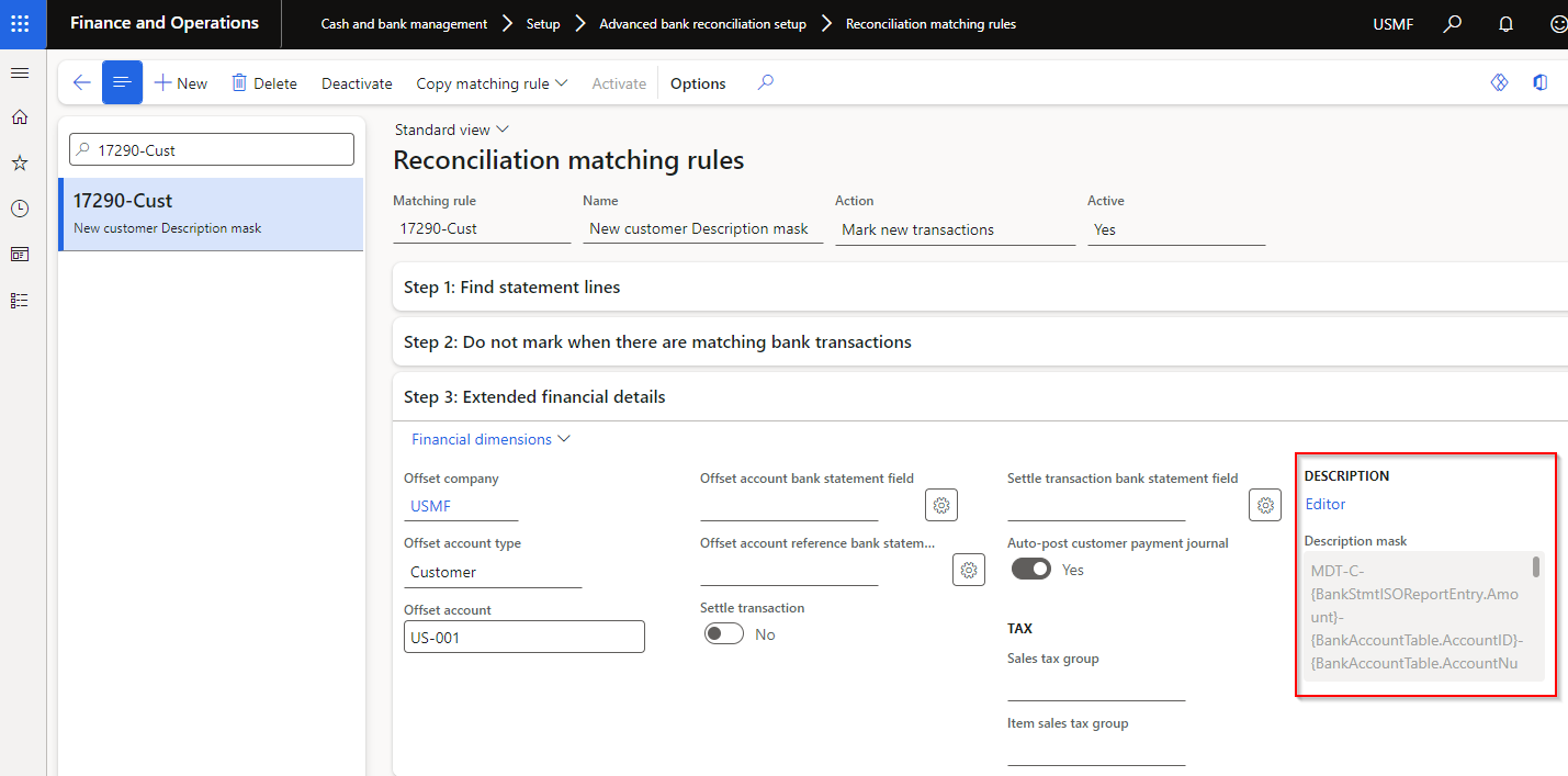 Recon matching rule