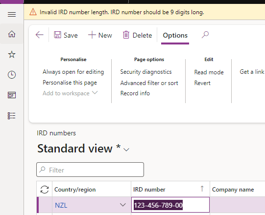 IRD number validation example