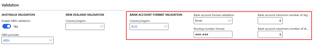 Bank account validation