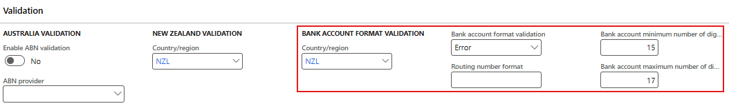 Bank account validation